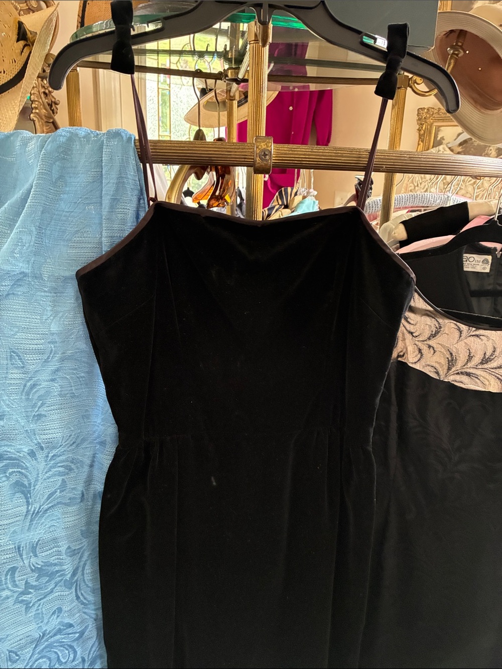 Vintage Black Strapless Velvet Dress